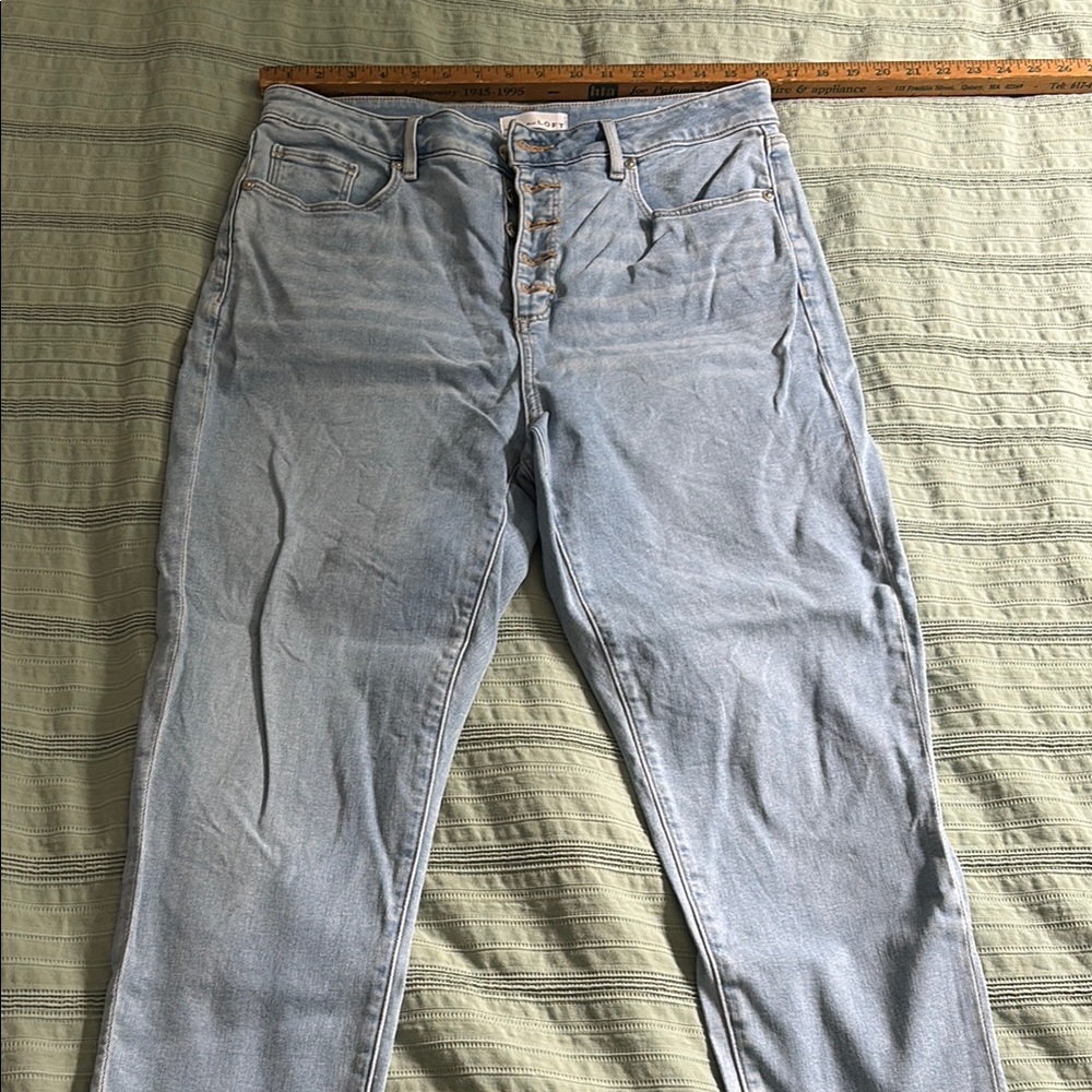 Loft Light Blue High-Waisted Women Jeans Ankle-Length